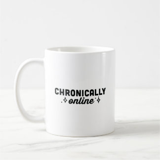 Chronisch online grappige doomscrolling meisje koffiemok