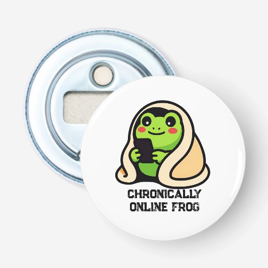 chronisch online kikker grappige meme button flesopener (Voorkant)