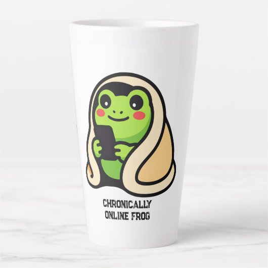 chronisch online kikker grappige meme latte mok (Voorkant)