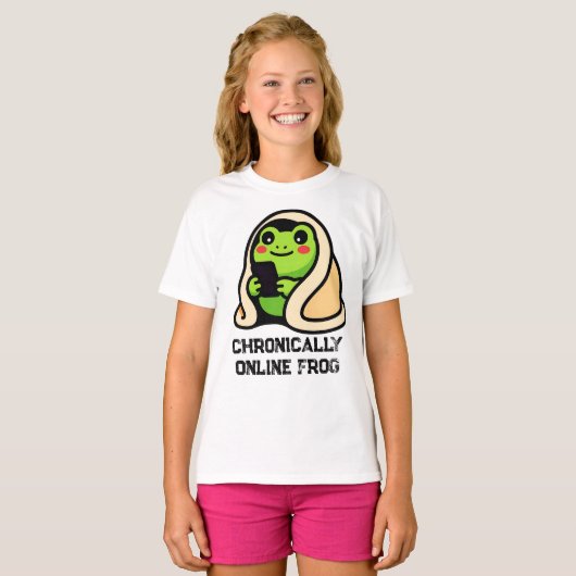 chronisch online Kikker Grappige Meme T-shirt (Voorkant volledig)