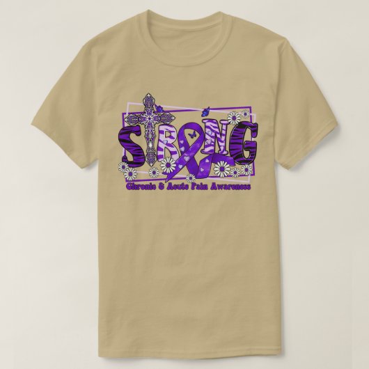 Chronische Acute Pijn Awareness dwarslint Sterk h T-shirt (Design voorkant)