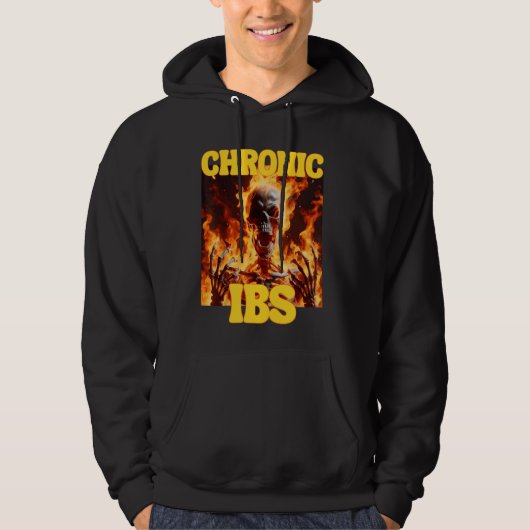 Chronische IBS Funny Cringe Hard Skelet Meme Flame Hoodie (Voorkant)