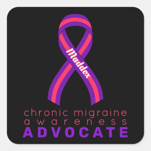 Chronische migraine Advocate Black Square Sticker (Voorkant)