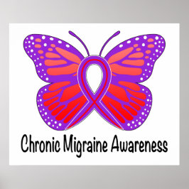 Chronische migraine Awareness Butterfly Poster