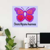 Chronische migraine Awareness Butterfly Poster (Thuiskantoor)