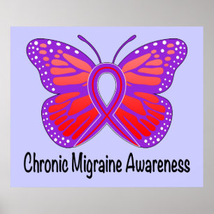 Chronische migraine Awareness Butterfly Poster