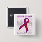 Chronische migraine-bewustwording - Symptomen en l Vierkante Button 5,1 Cm (Voorkant /achterkant)
