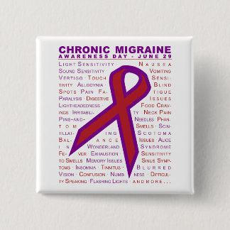 Chronische migraine-bewustwording - Symptomen en l Vierkante Button 5,1 Cm