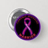 Chronische migraine Warrior Ribbon Black Button (Voorkant /achterkant)
