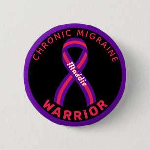 Chronische migraine Warrior Ribbon Black Button