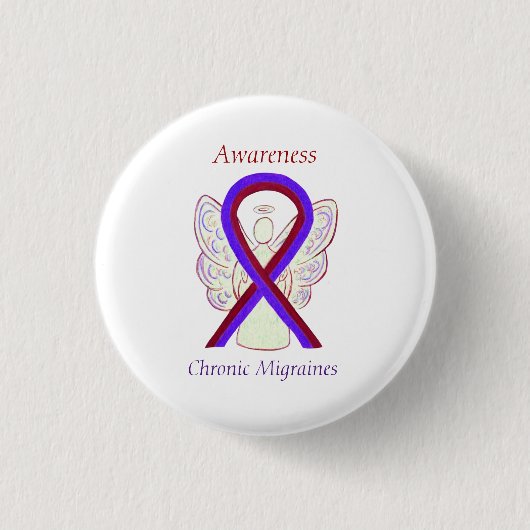 Chronische migraines Awareness Ribbon Angel Button (Voorkant)