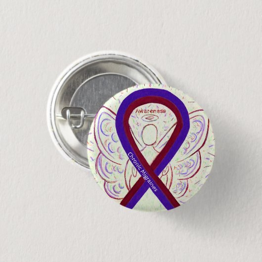Chronische migraines Awareness Ribbon Angel Button (Voorkant /achterkant)