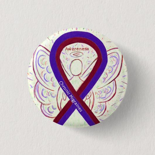 Chronische migraines Awareness Ribbon Angel Button (Voorkant)