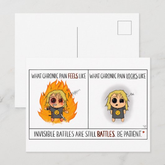 Chronische pijn comisch briefkaart (Voorkant / Achterkant)
