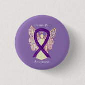 Chronische pijnbestrijding Angel Ribbon Art Pin Ronde Button 3,2 Cm (Voorkant)