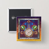 Chronolithische Button met instrumenten op het vie (Voorkant /achterkant)