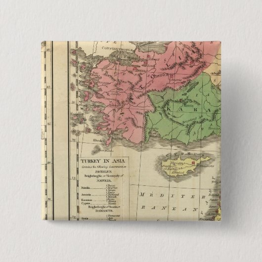 Chronologische kaart Turkije Vierkante Button 5,1 Cm (Voorkant)