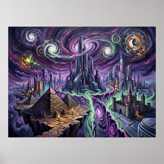 Chronopolis Sterrennacht Marvel Landschap Poster (Voorkant)