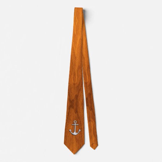 Chroom als Anchor op Teak Veneer stijl print Stropdas (Voorkant)
