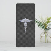 Chroom als caduceus medisch symbool koolstofvezel (Staand voorkant)