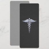 Chroom als caduceus medisch symbool koolstofvezel (Voorkant / Achterkant)