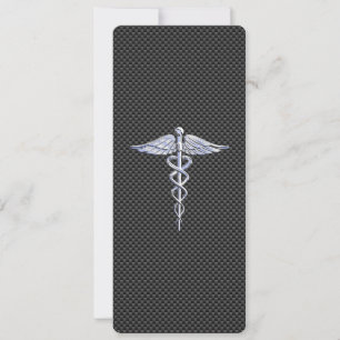 Chroom als caduceus medisch symbool koolstofvezel