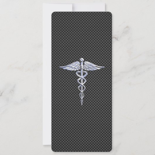 Chroom als caduceus medisch symbool koolstofvezel (Voorkant)