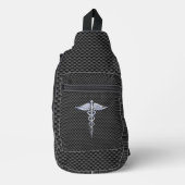 Chroom als Caduceus Medisch Symbool Koolstofvezel Sling Bag (Voorkant)