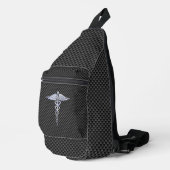 Chroom als Caduceus Medisch Symbool Koolstofvezel Sling Bag (Rechterhoek)