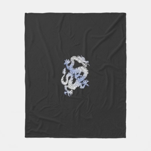 Chroom als draak op zwarte slangenhuid afdrukken fleece deken (Voorkant)