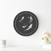 Chroom als duiker met haaien op koolstofvezel grote klok (Huis)