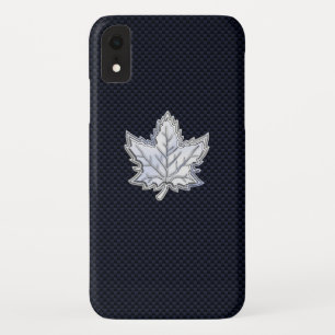 Chroom als een aple lef op koolstofvezel iPhone XR hoesje
