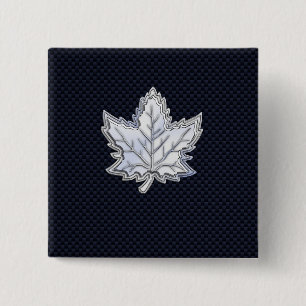 Chroom als een aple lef op zwarte koolstofvezel vierkante button 5,1 cm