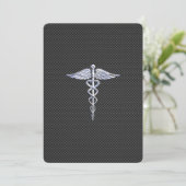 Chroom als kaduceus medisch symbool koolstofvezel (Staand voorkant)