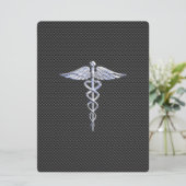 Chroom als kaduceus medisch symbool koolstofvezel (Staand voorkant)