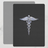 Chroom als kaduceus medisch symbool koolstofvezel (Voorkant / Achterkant)