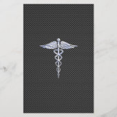 Chroom als kaduceus medisch symbool koolstofvezel flyer (Voorkant)