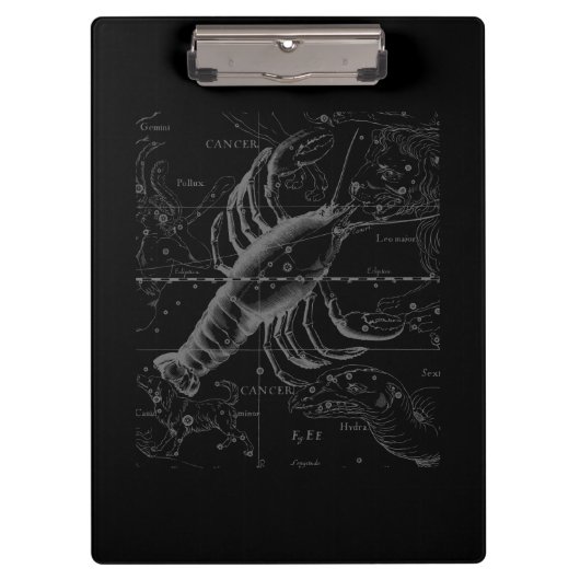 Chroom als kankerdiersymbool op Hevelius Klembord (Voorkant)