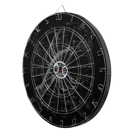 Chroom als kankerteken op Hevelius Engraving Dartbord (Voorkant Rechts)