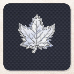 Chroom als leder van een aple op koolstofvezel afd kartonnen onderzetters