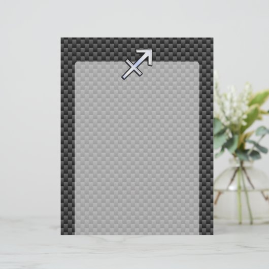 Chroom als Sagittarius-teken Carbon Fiber Print (Staand voorkant)