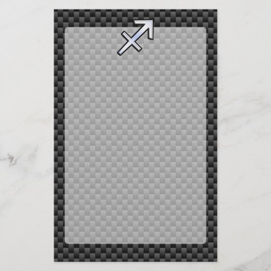 Chroom als Sagittarius-teken Carbon Fiber Print Briefpapier (Voorkant)