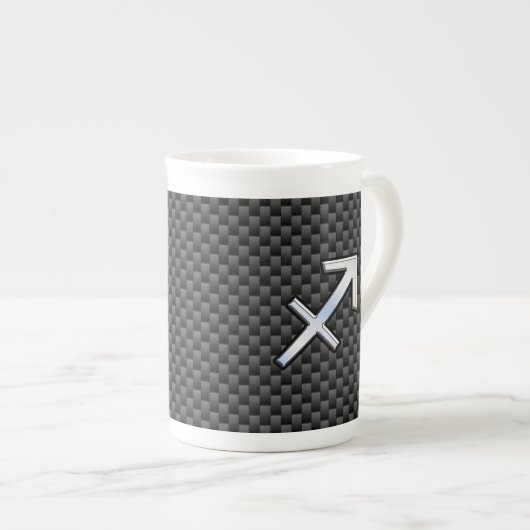 Chroom als Sagittarius-teken Carbon Fiber Print Porselein Kop (Voorkant rechts)