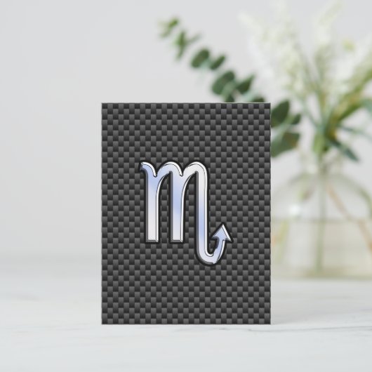 Chroom als Scorpio Zodiac Sign Carbon Fiber Print Briefkaart (Staand voorkant)