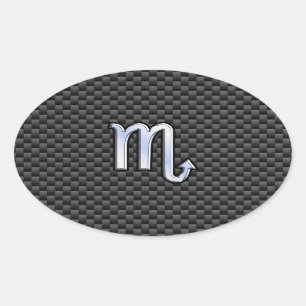 Chroom als Scorpio Zodiac Sign Carbon Fiber Print Ovale Sticker