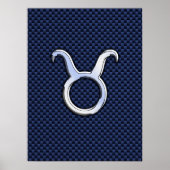 Chroom als Taurus Zodiac Sign Blue Carbon Print (Voorkant)