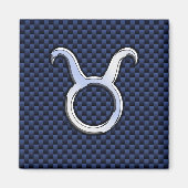 Chroom als Taurus Zodiac Sign Blue Carbon Print Magneet (Voorkant)