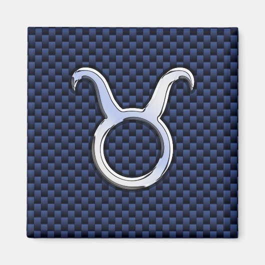 Chroom als Taurus Zodiac Sign Blue Carbon Print Magneet (Voorkant)