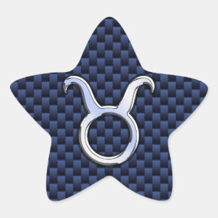Chroom als Taurus Zodiac Sign Blue Carbon Print Ster Sticker