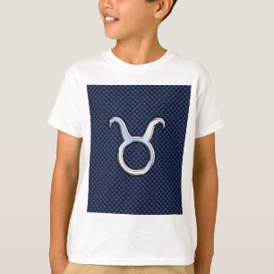 Chroom als Taurus Zodiac Sign Blue Carbon Print T-shirt
